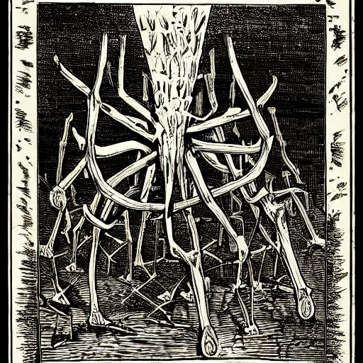 Image similar to bacteriophage woodcut by gustave dore, artstation