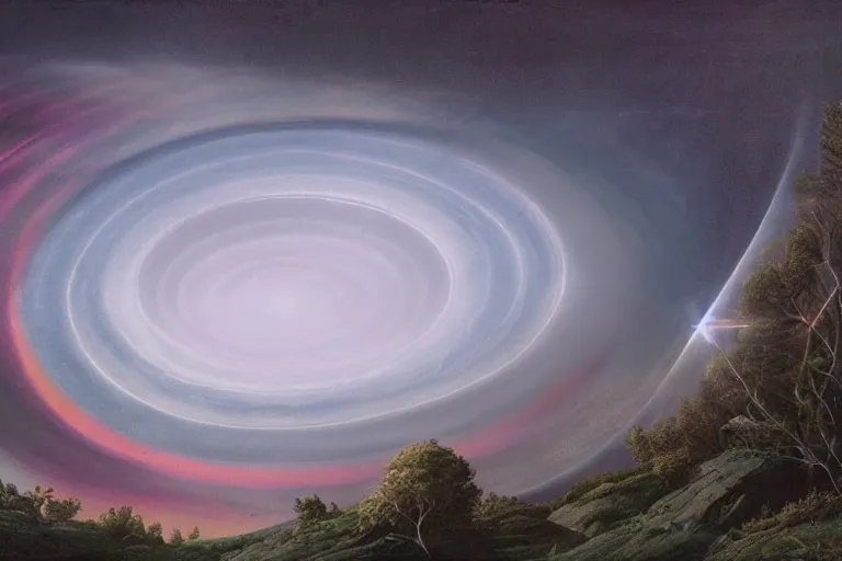 Prompt: accretion disk of nature, matte painting, illustrated by max hay