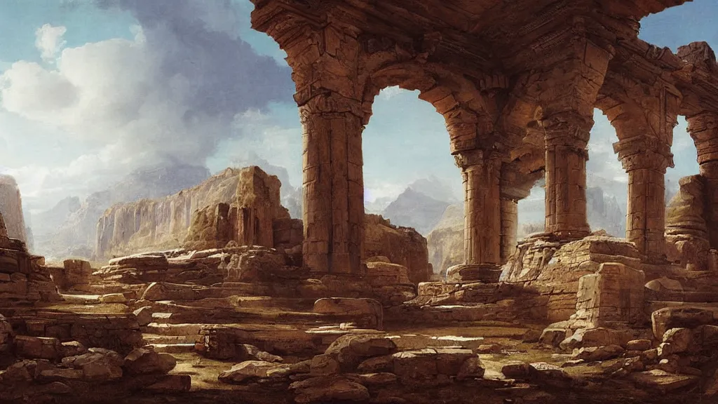 Image similar to Painting of an ancient world, by Raphael Lacoste