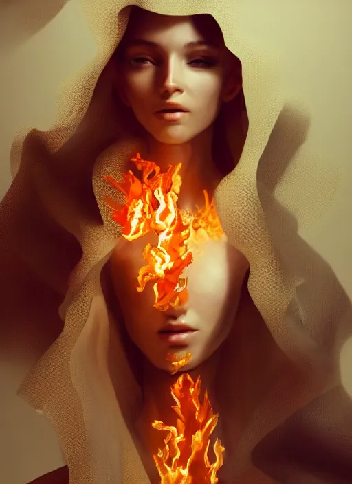 Image similar to sculpture made of flame, portrait, female, future, torch, fire, harper's bazaar, vogue, fashion magazine, intricate, concept art, close up, ornate, luxury, elite, elegant, trending on artstation, by ruan jia, by Kenneth Willardt, by ross tran, by WLOP, by Andrei Riabovitchev,