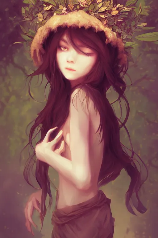 Prompt: cassava detailed art, character design, a thousand - year - old dryad, charming, sweet, by wlop