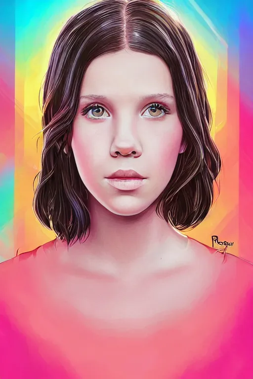 Prompt: Portrait of Millie Bobby Brown by RossDraws