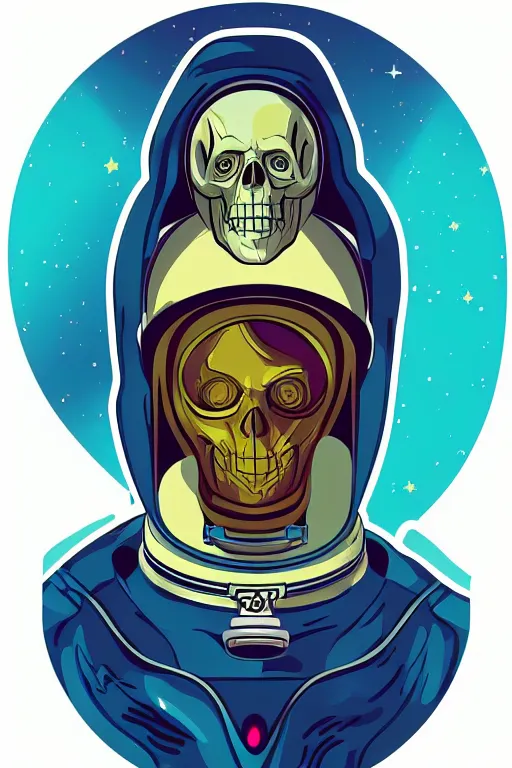 Image similar to portrait of a astronaut skeletor, art by ori toor, sticker, colorful, illustration, highly detailed, simple, smooth and clean vector curves, no jagged lines, vector art, smooth