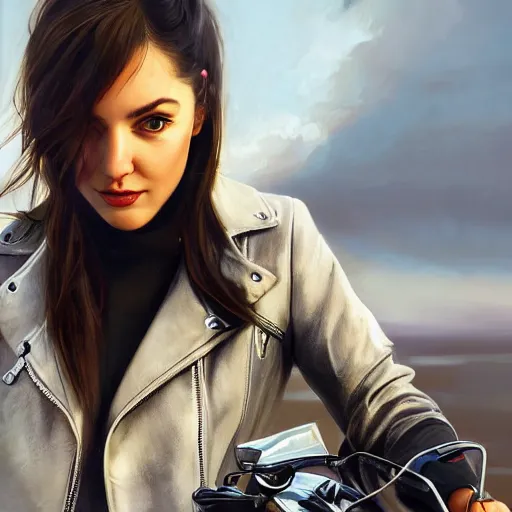 Prompt: a bunny wearing a leather jacket, riding a motorcycle, elegant, highly detailed, digital painting, artstation, concept art, matte, sharp focus, highly detailed, 4 k, hdr, smooth, sharp focus, high resolution, award - winning photo, photorealistic, art by artgerm and greg rutkowski and alphonse mucha, large shot