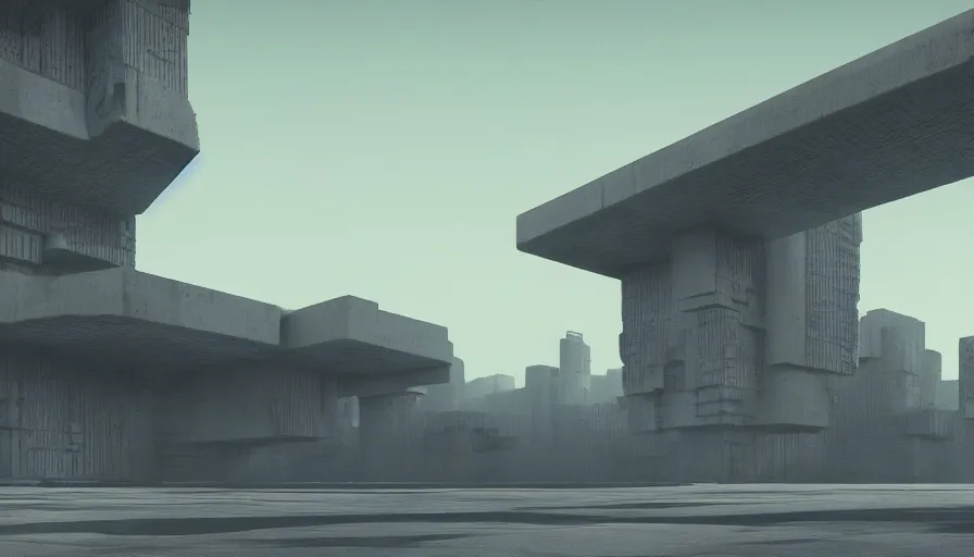 Image similar to big brutalist base, artificial intelligence, jama jurabaev, greig fraser, roger deakins, cinematic shot, trending on artstation, high quality, brush stroke