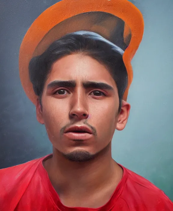 Image similar to heroic portrait of a young mexican man. art by denys tsiperko and bogdan rezunenko, hyperrealism