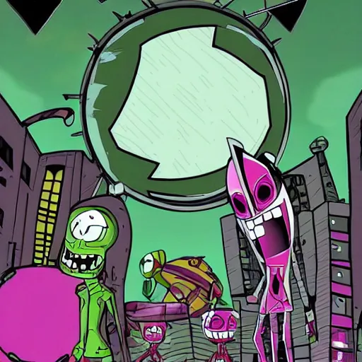 Prompt: invader zim on planet devastis