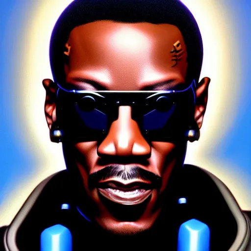 Prompt: a portrait of Cyberpunk Eddie Murphy is Beverly Hills Robocop, soft details, extremely detailed and coherent, matte painting oil on canvas in the style of artgem, 4k, 8k, HD, trending on artstation