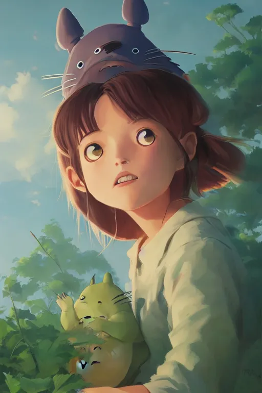 Image similar to Totoro portrait, by Jesper Ejsing, RHADS, Makoto Shinkai and Lois van baarle, ilya kuvshinov, rossdraws global illumination