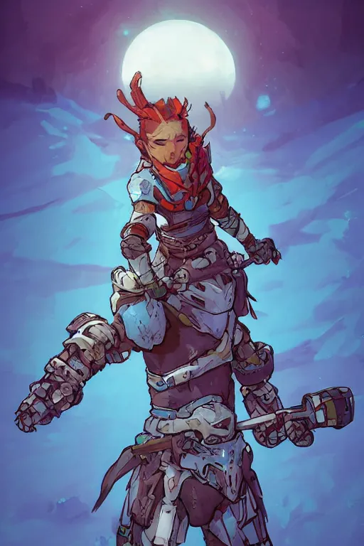 Image similar to combination suit armor aloy horizon forbidden west horizon zero dawn robot ninja mask helmet backpack tribal, art gta 5 comics, official fanart behance hd artstation by jesper ejsing, by rhads, makoto shinkai and lois van baarle, ilya kuvshinov, ossdraws radiating a glowing aura cgi rtx 2 0 2 2