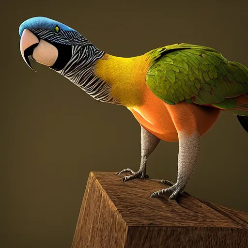 Image similar to a parrot screaming centest, concept art, trending on artstation 3D.