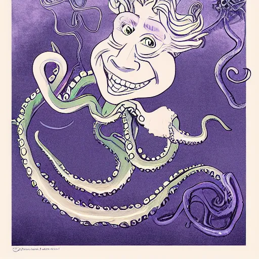 Image similar to ursula the sea witch, boris johnson, ( ( ( ( octopus ) ) tentacles ) ), by glen keane, disney