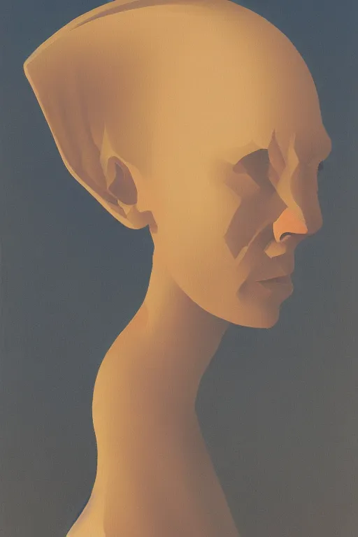 Prompt: woman wearing television through head Edward Hopper and James Gilleard, Zdzislaw Beksisnski, higly detailed
