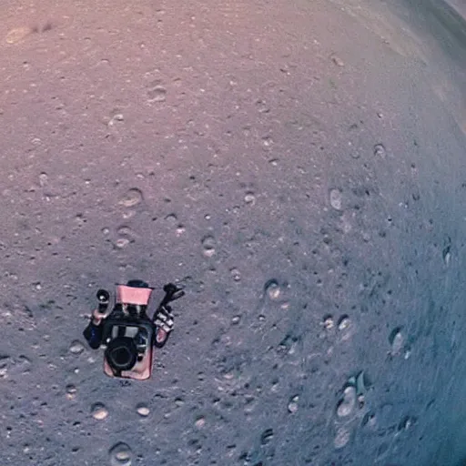 Prompt: gopro footage burning man concert rave hosted on the surface of the moon