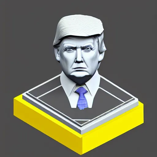 Image similar to an isometric head of donald trump, game art, voxels