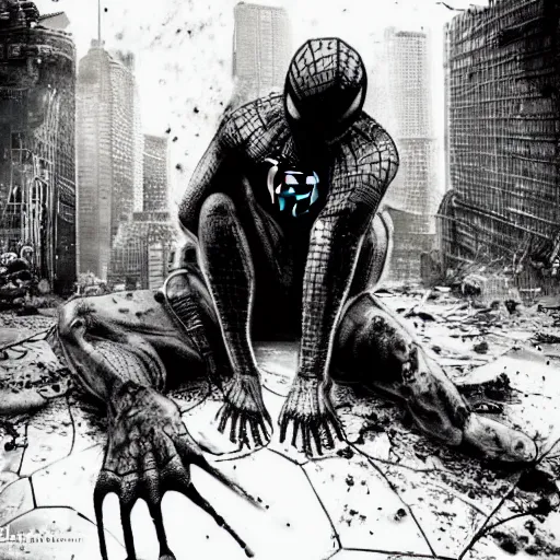 Spiderman standing under rain with,mellow , dramatic, | Stable Diffusion |  OpenArt