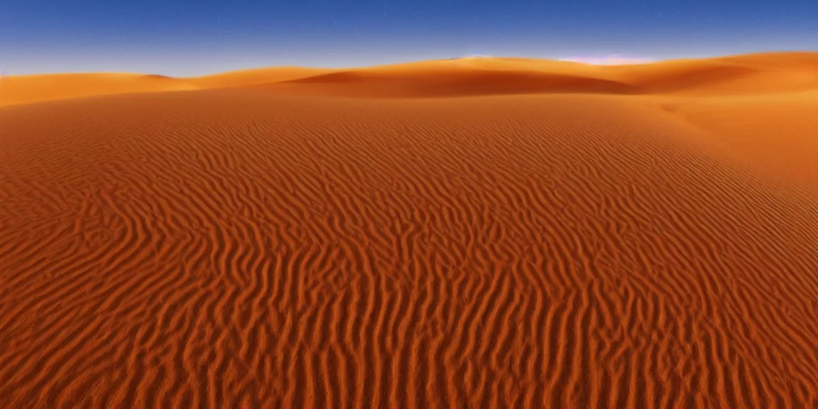 Prompt: Photograph of the sahara desert, yellow-orange sand, Berbers crossing the dunes, clear sky, bright and blue, HD. Afternoon glow, June 19th. Trending on Artstation, deviantart, worth1000. By Greg Rutkowski. National Geographic and iNaturalist HD photographs