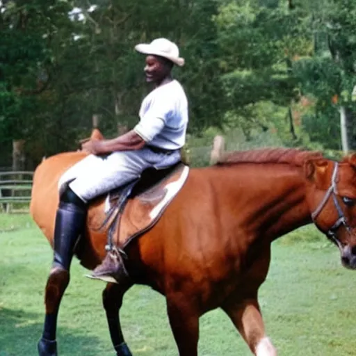 Prompt: michael jordan horseback riding