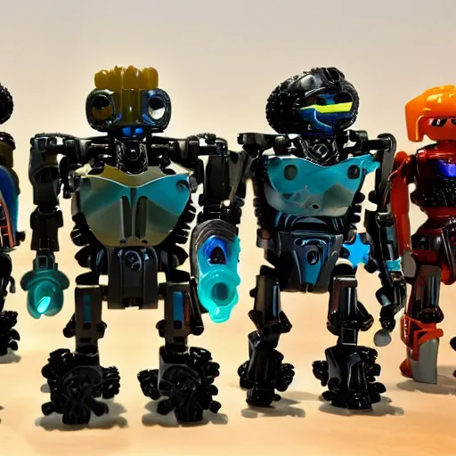 Prompt: an army of bionicle ready to overtake playmobil kingdom, high quality, very detailed, 4k