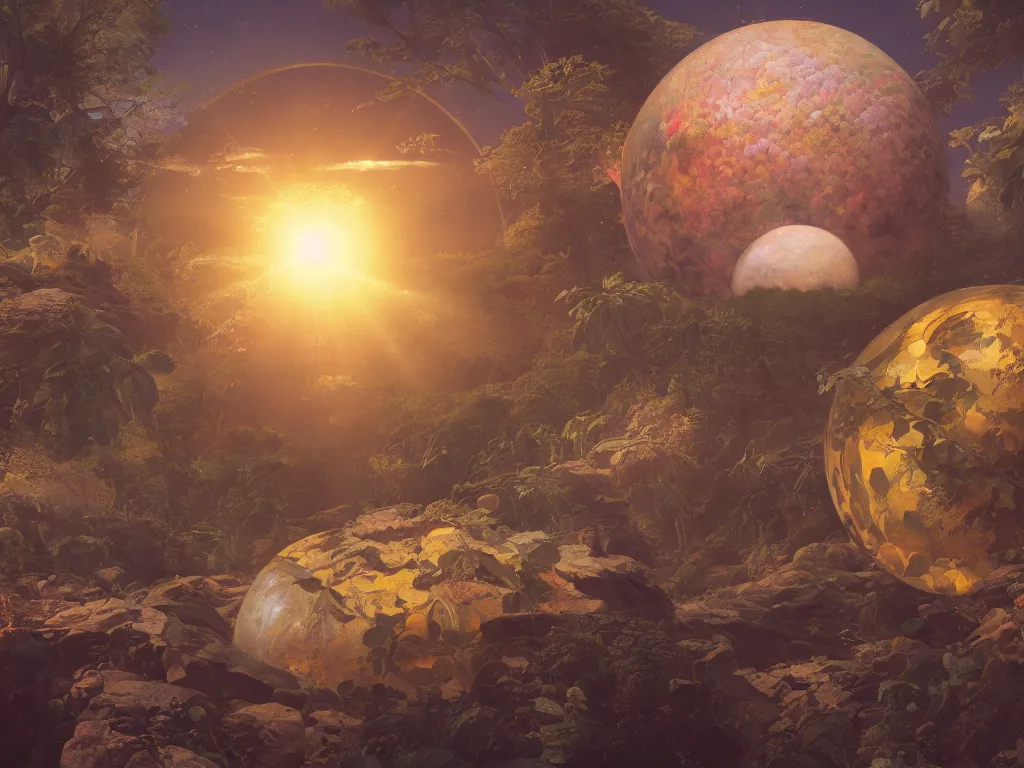 Prompt: 3 d render, sunlight study, the universe is a spheroid region 7 0 5 meters in diameter, art nouveau, by jan davidz de heem and frederic edwin church and ( ( ( ( ( lisa frank ) ) ) ) ), 8 k, sharp focus, octane render