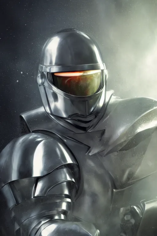 Prompt: Graphic novel cover art of a man in white armour with emerald set helmet and a glowing sword. Epic. Realism. V-ray. Octane Render. Unreal engine. Ambient lighting. 50mm f/1.2. Dramatic lighting. God rays. Dreamy. Sharp. Fine details.