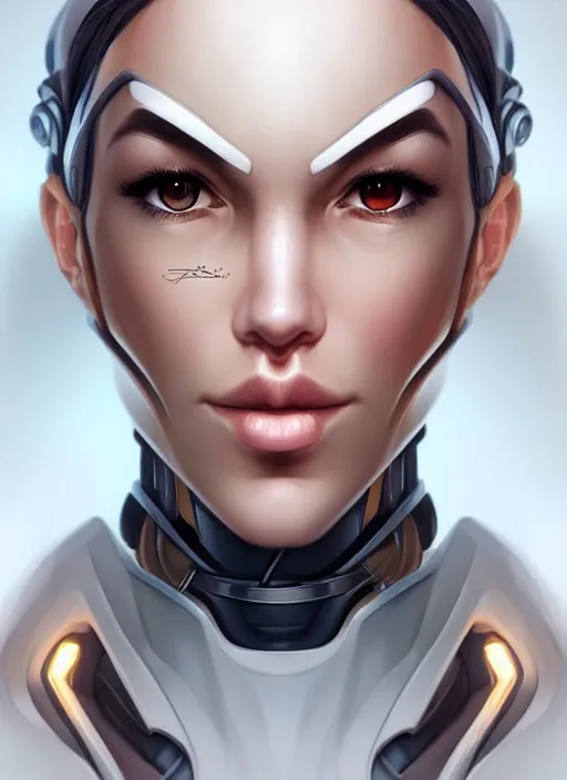 Image similar to portrait of a cyborg woman by Artgerm, (((((face turns left))))) (((((face turns right))))), eyes closed , biomechanical, hyper detailled, trending on artstation