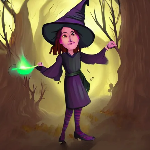 Prompt: a witch casting a spell concept art