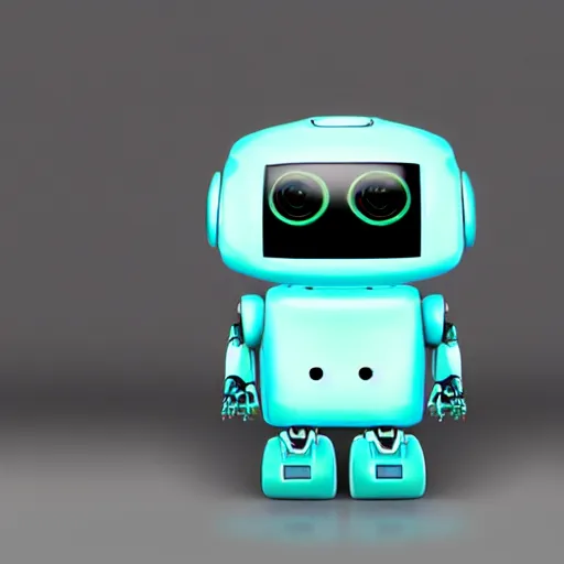 Image similar to a cute robot with uwu eyes painted designed by apple