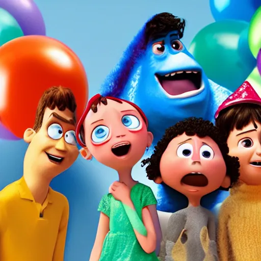 Image similar to the absolute despair of a birthday party, digital cgi, pixar