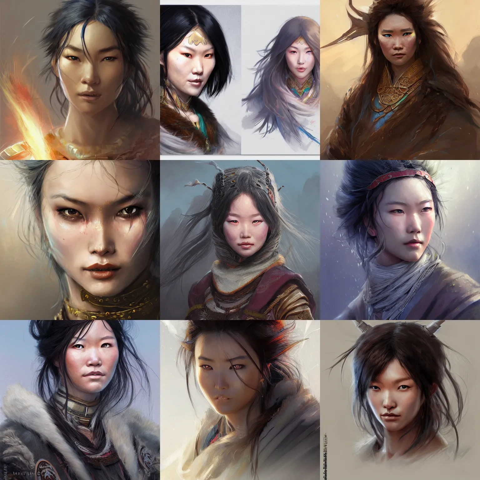 mongolian woman, messy hair, d & d, fantasy, highly | Stable Diffusion ...