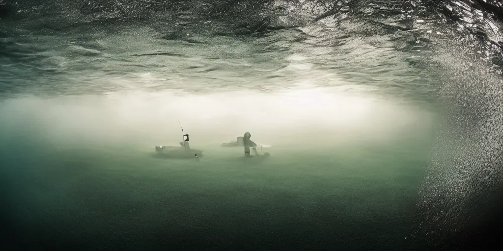 Image similar to a great photograph of the most amazing golf hole in the world under water, fish everywhere, perfect light, ambient light, 5 0 mm, golf digest, top 1 0 0, fog