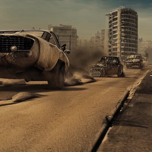 Prompt: apocalyptic mad max barcelona city - n 4