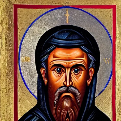 Image similar to sean connery, portrait, style of ancient byzantine icon, style of roman catholic icon, saintly, orthodox