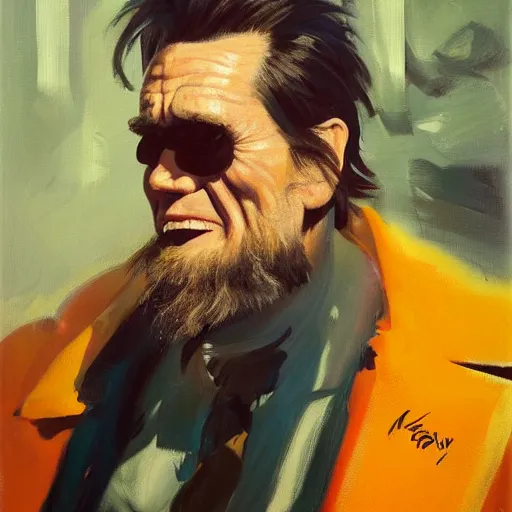 Image similar to greg manchess portrait painting of jim carrey playing role of doctor ivo robotnik, medium shot, asymmetrical, profile picture, organic painting, sunny day, matte painting, bold shapes, hard edges, street art, trending on artstation, by huang guangjian and gil elvgren and sachin teng