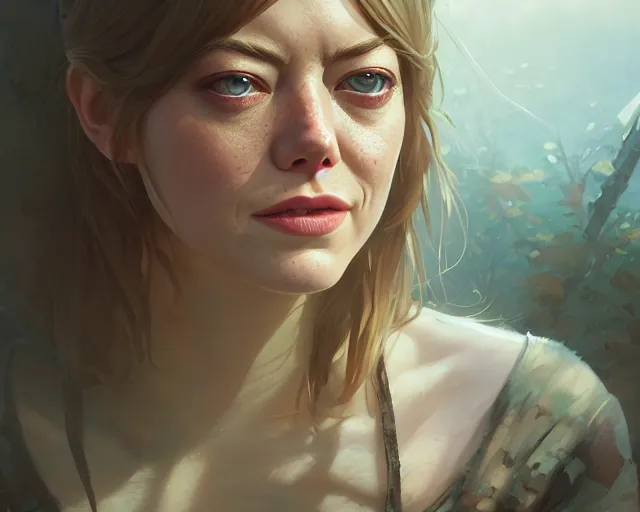 Prompt: highly detailed portrait of emma stone, in the walking dead, stephen bliss, unreal engine, fantasy art by greg rutkowski, loish, rhads, ferdinand knab, makoto shinkai and lois van baarle, ilya kuvshinov, rossdraws, tom bagshaw, global illumination, radiant light, detailed and intricate environment