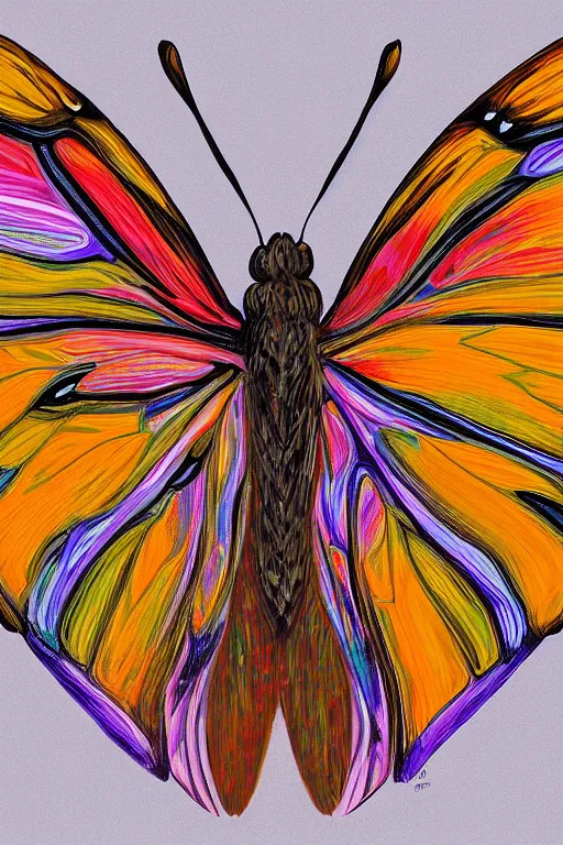 Prompt: portrait of colorful butterfly illustration, symmetrical, highly detailed, digital painting, artstation, sharp focus,