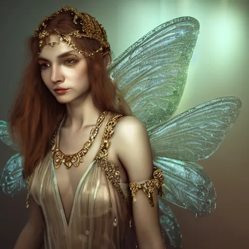 Image similar to portrait of fairy princess, glowing, ornate and intricate jewelry, jaw dropping beauty, glowing background lighting, white accent lighting, hyper detailed, fairy tale, 4 k octane render