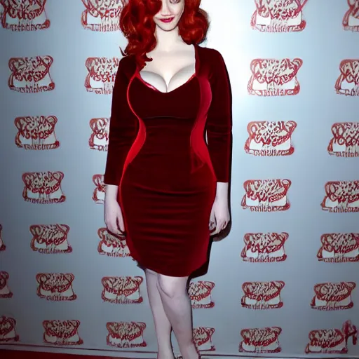 Image similar to christina hendricks in a red velvet dress