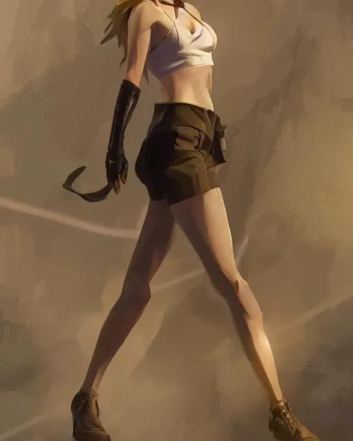 Prompt: yvonne strahovski, sexy outfit, medium shot, visible and distinct face, detailed, perfectly shaded, atmospheric lighting, by makoto shinkai, stanley artgerm lau, wlop, rossdraws