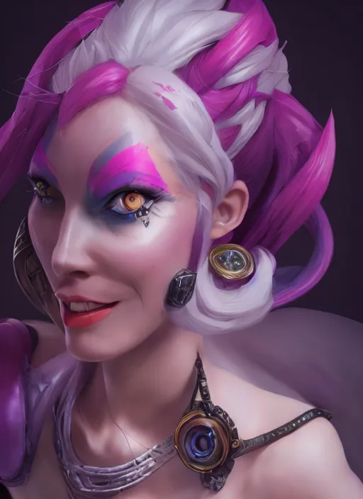 Image similar to jinx, from league of legends, au naturel, hyper detailed, digital art, trending in artstation, cinematic lighting, studio quality, smooth render, unreal engine 5 rendered, octane rendered, art style by klimt and nixeu and ian sprigger and wlop and krenz cushart