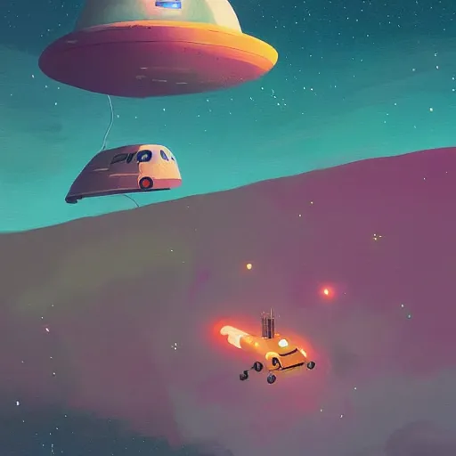 Image similar to a corgi in a spaceship flying through the stars, beautiful detailed digital painting by simon stalenhag