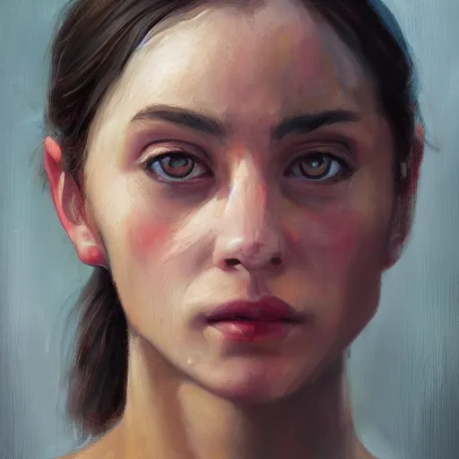 Image similar to a portrait, oil painting, pale colors, high detail, 8 k, wide angle, trending on artstation,