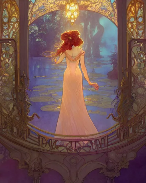 Image similar to secret romance, highly detailed, gold filigree, romantic storybook fantasy, soft cinematic lighting, award, disney concept art watercolor illustration by mandy jurgens and alphonse mucha and alena aenami, pastel color palette, featured on artstation