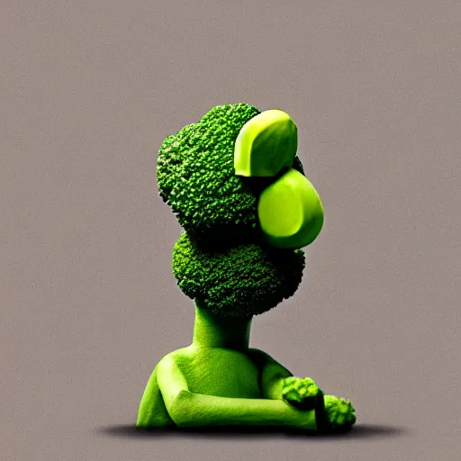 Image similar to claymation anthropomorphic broccoli complaining about the rain