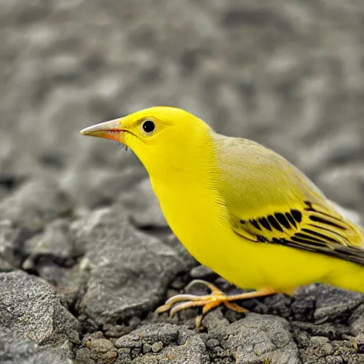 Image similar to small yellow bird, hyperrealistic, closeup, depth of field