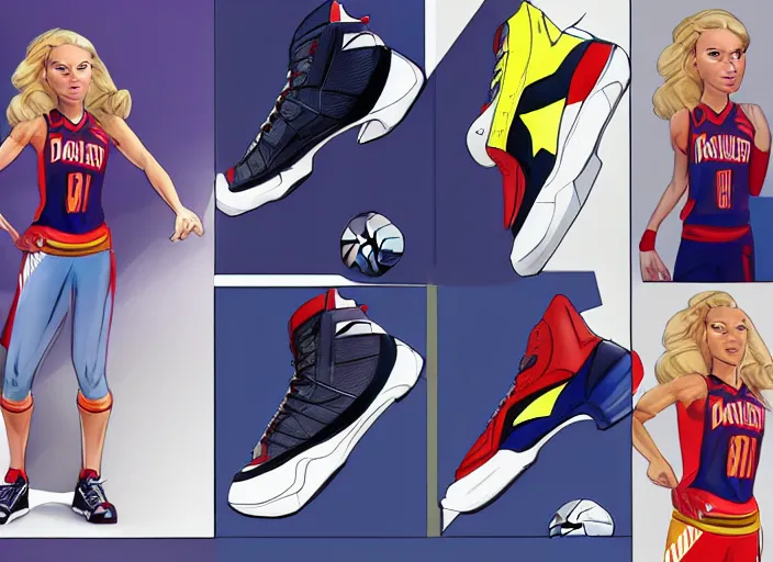 Image similar to basketball sneakers concept of carol danvers, trending on artstation, smooth, sharp focus