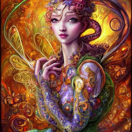 Image similar to portrait of a cute pretty scorpion fairy, fantasy, whimsical, art by josephine wall and chengwei pan, intricately detailed, highly detailed, luxurious, elegant, clean, trending on artstation