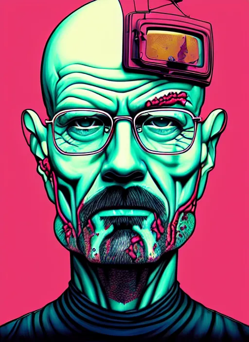 Image similar to zombie walter white mixing chemicals, tristan eaton, victo ngai, artgerm, rhads, ross draws