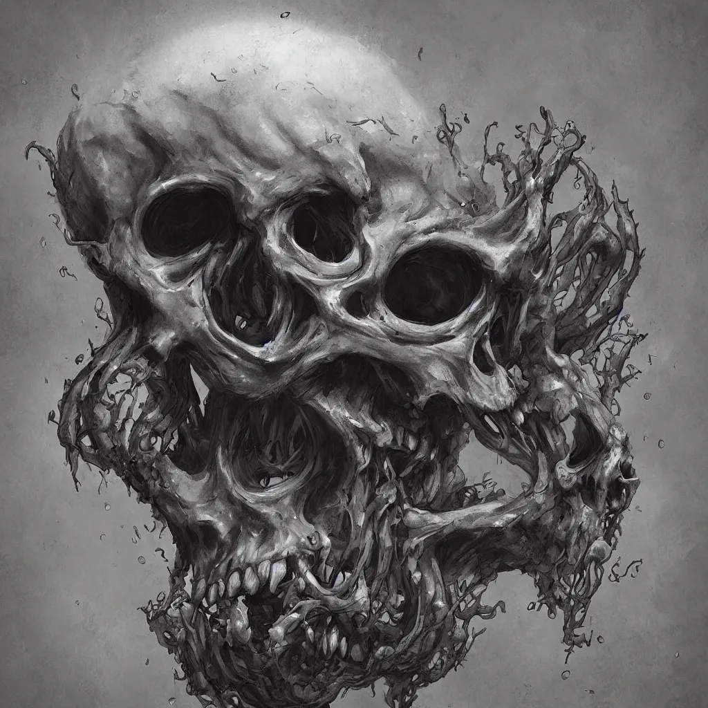 Image similar to lovecraftian skull monster by wlop