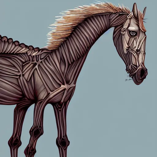 Prompt: a digital painting of a skeleton horse, digital art